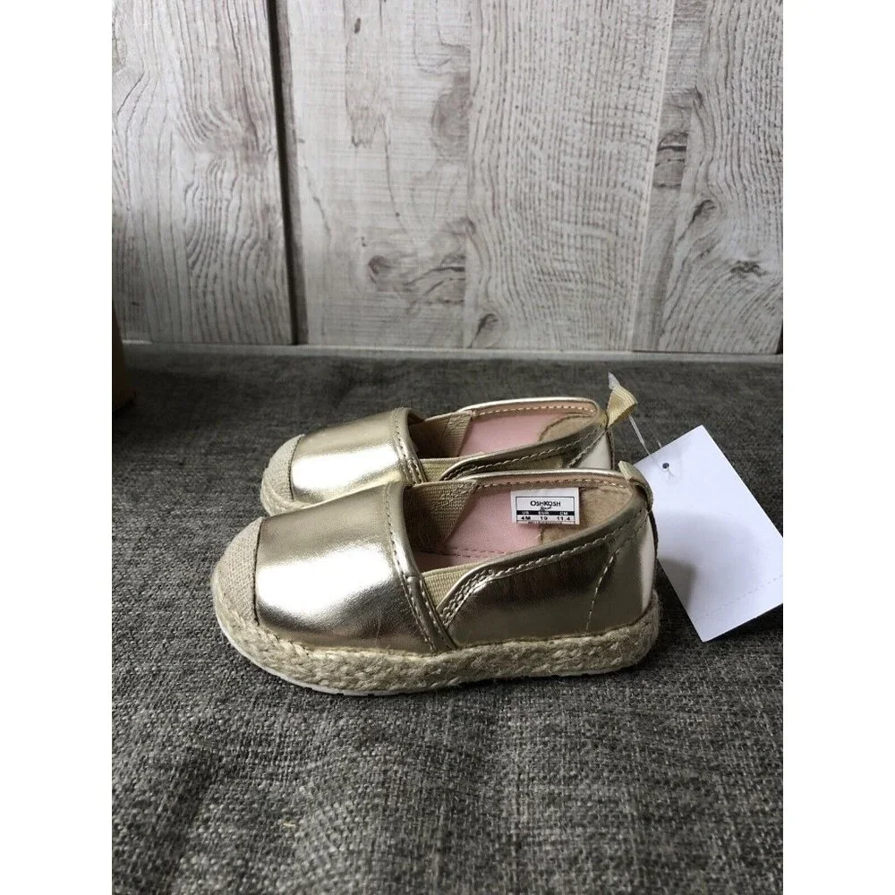 Osh Kosh B Gosh Girls Shoes Size 4 Toddlers Gold Shiny Belle Slip On Casual